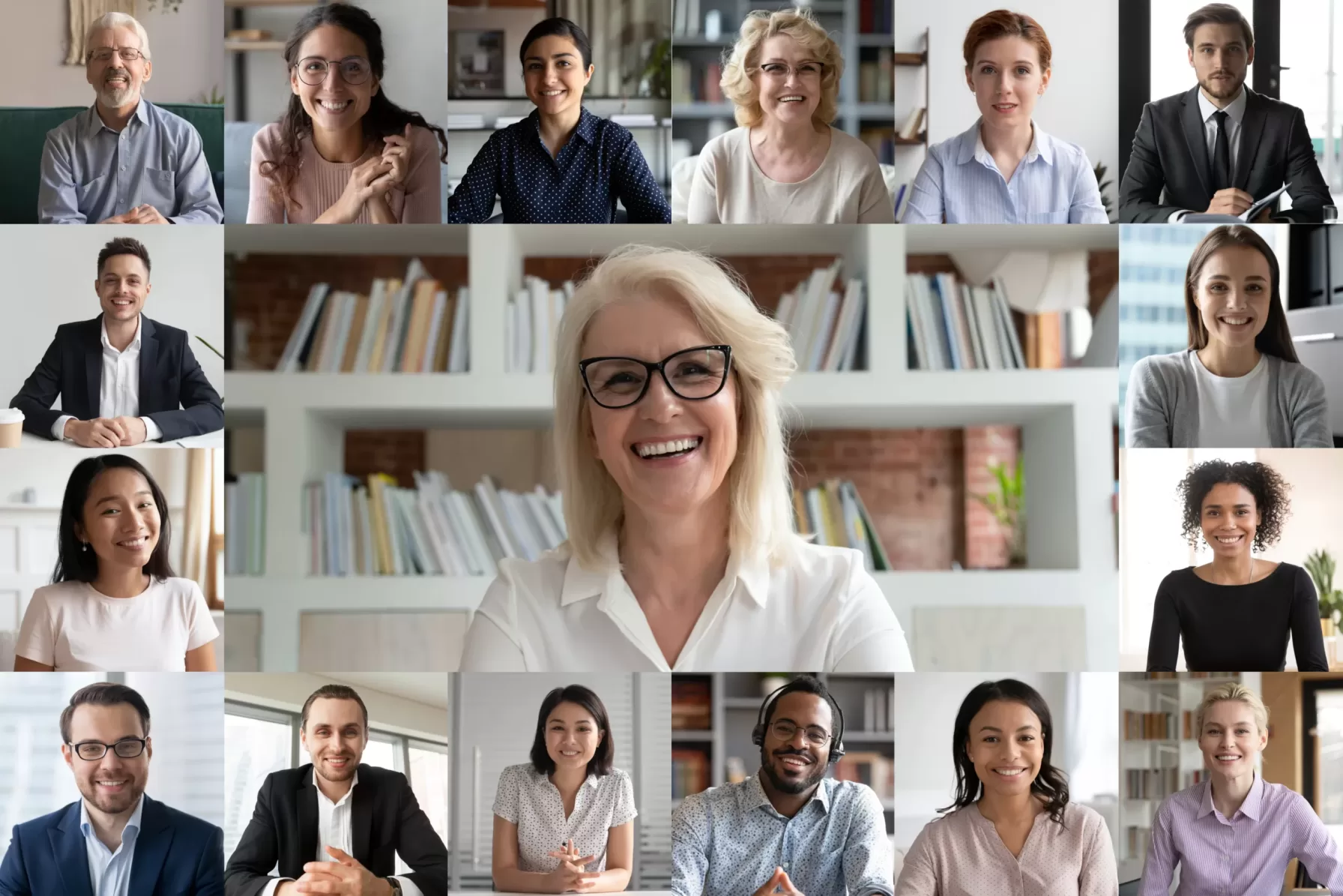 Collage of people smiling