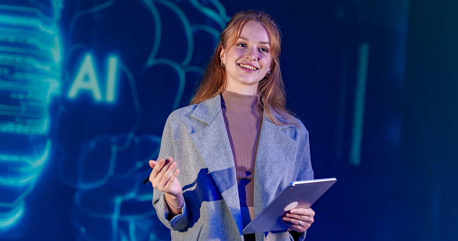 Portrait of a smiling leader in the women tech network. Inspiring career growth and retention strategies for women in tech.